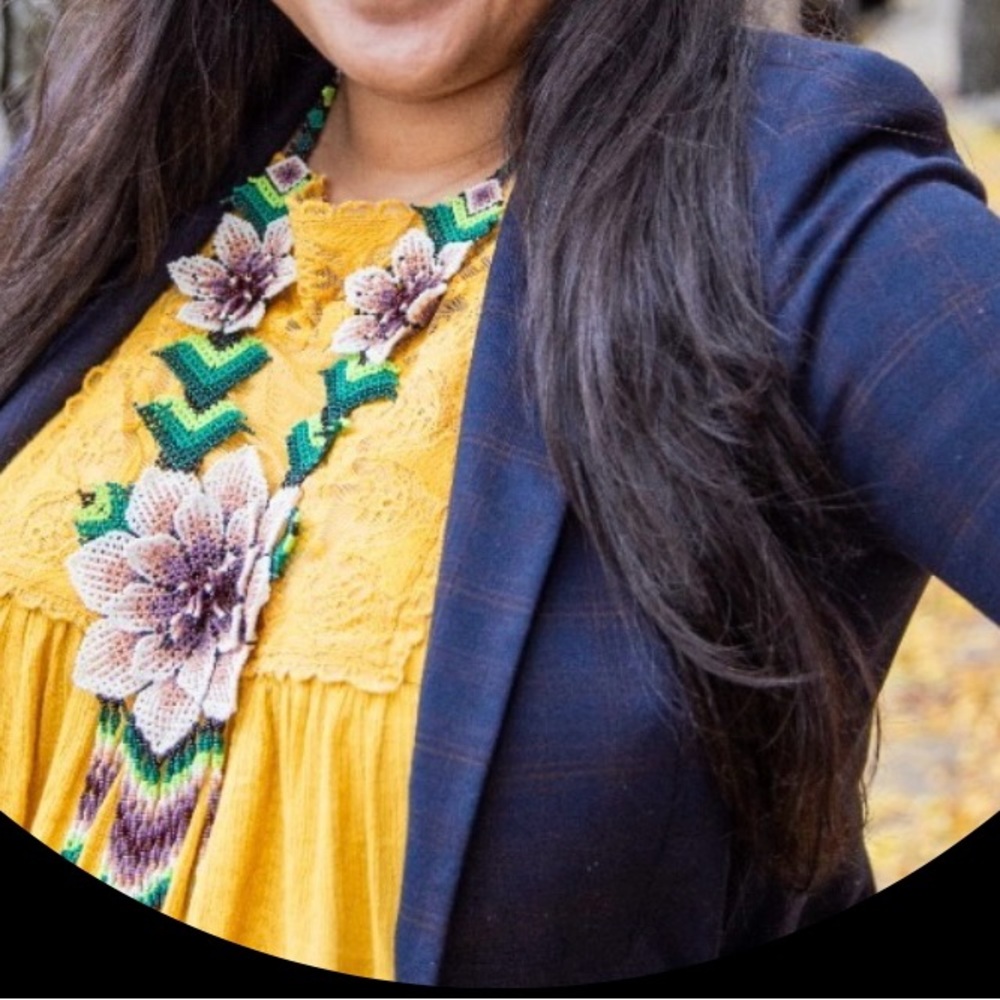 Blue Zara Plaid Blazer Suede Elbow Pads